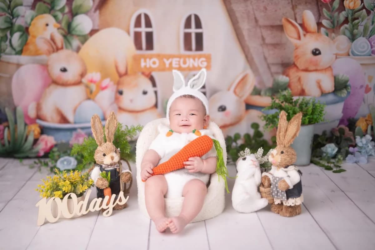 100-day Bunny Party theme portrait