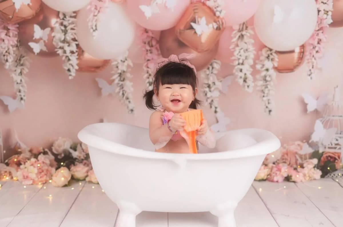 Cake Smash 後泡泡浴女寶寶攝影