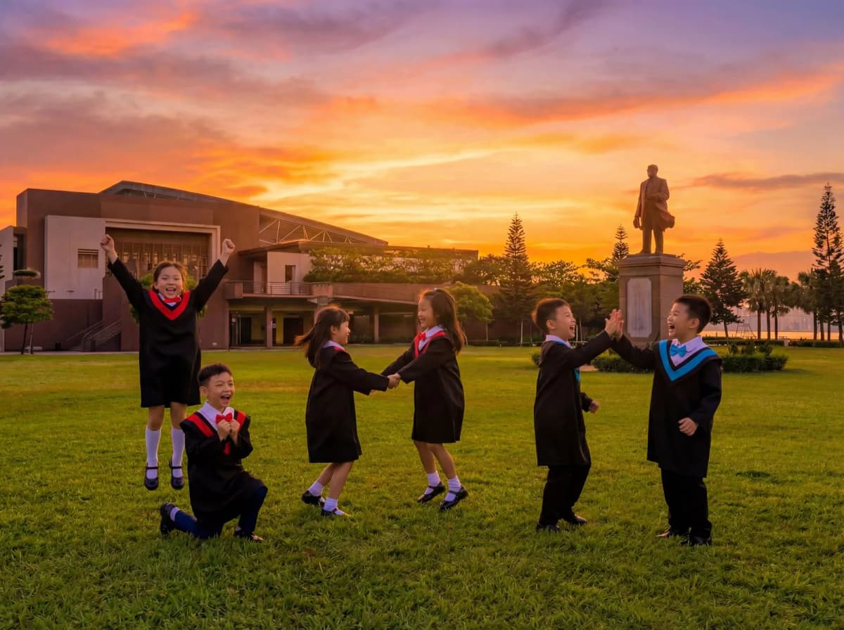 K3 graduation photography outdoor sunset kindergarten Hong Kong