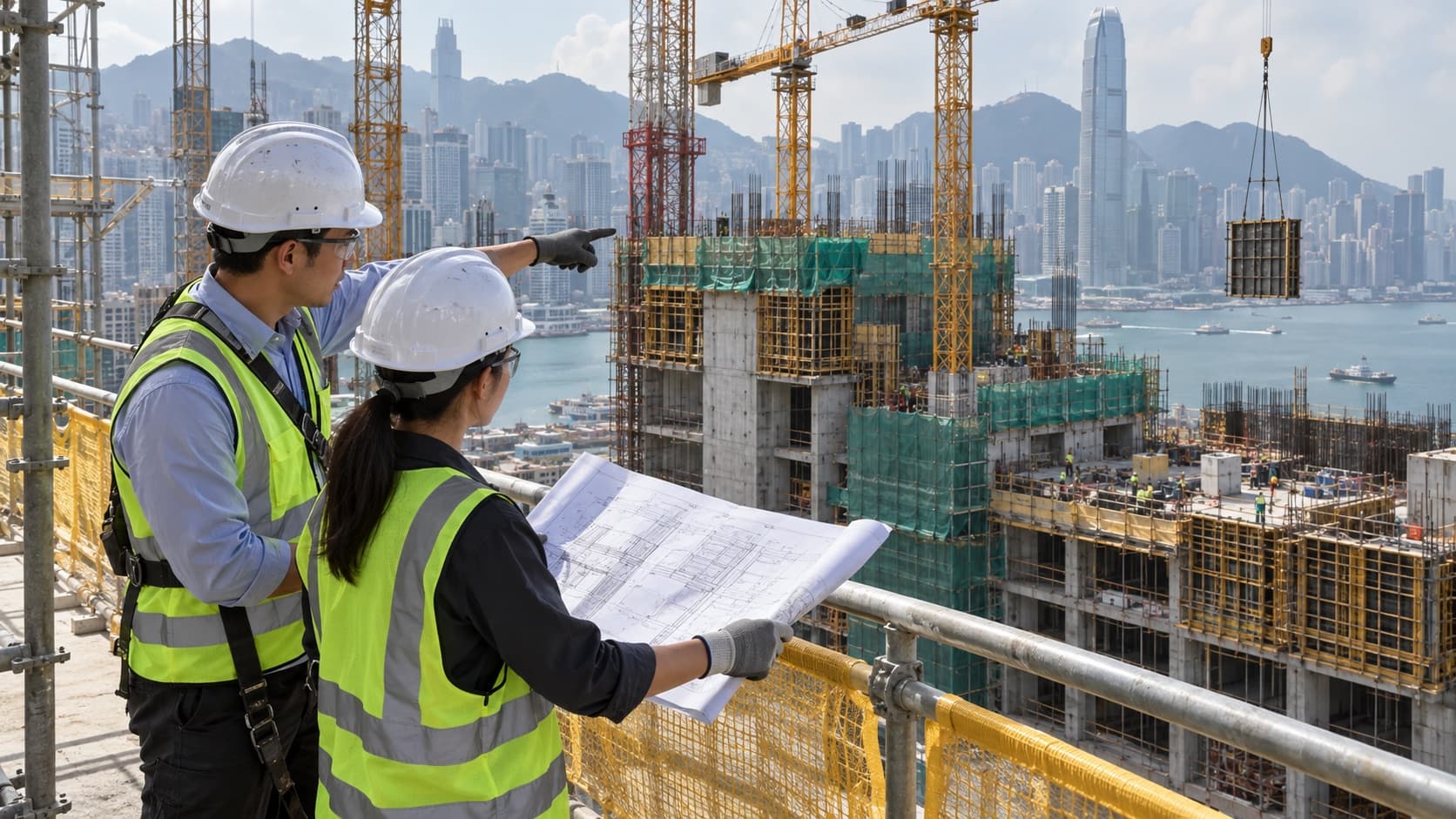 建築工程地盤全景及施工活動