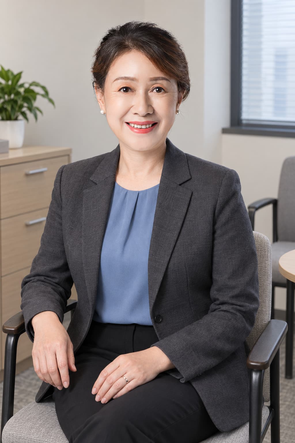 Female consultant seated in her office