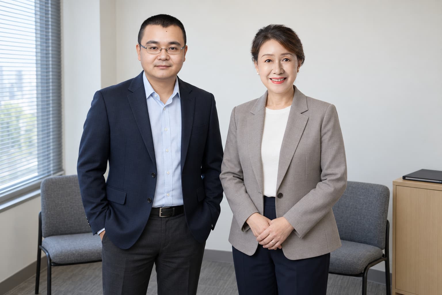 Two colleagues photographed in the office