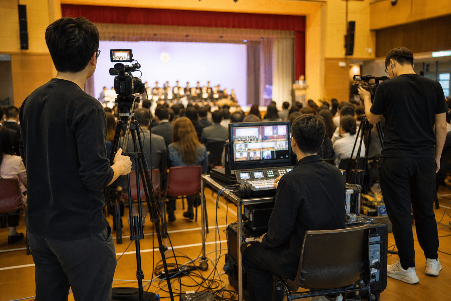 學校活動直播:多機位攝影與現場導播台即時製作校園典禮