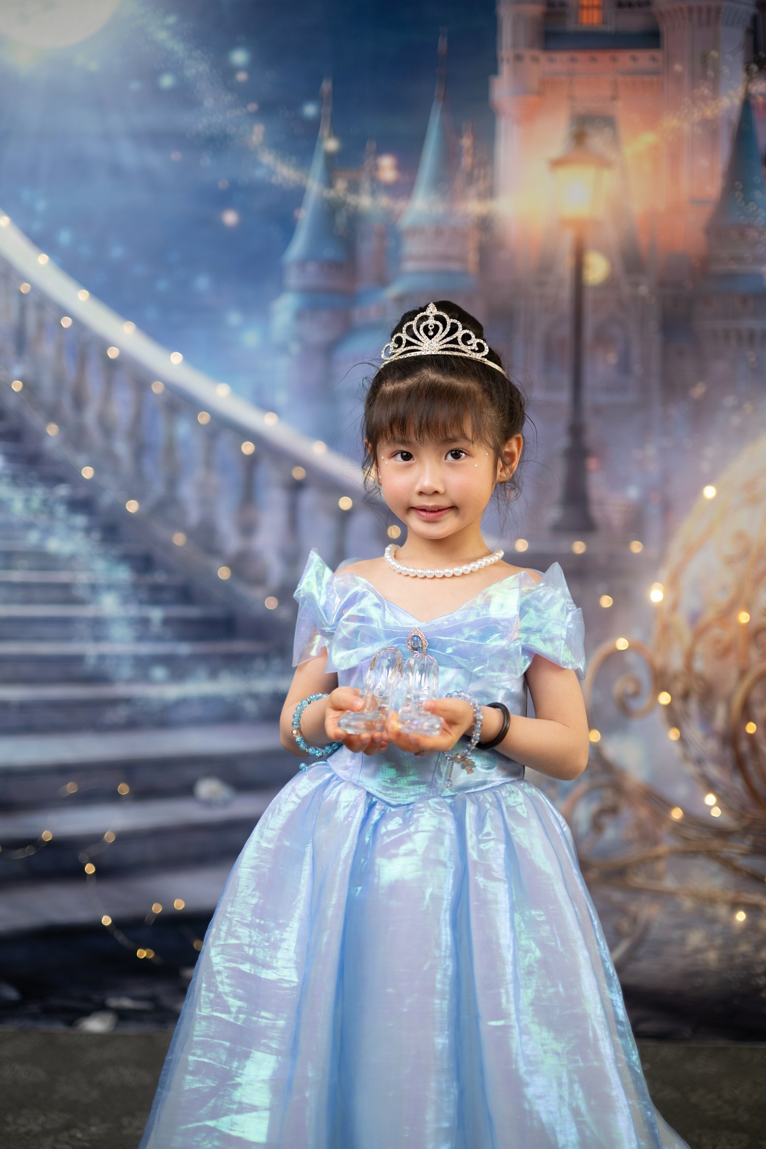 Cinderella crystal glass slipper real glass castle staircase