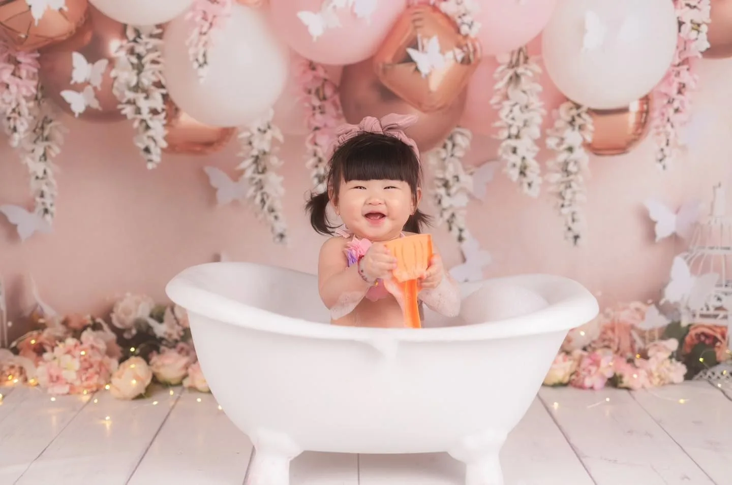 Cake Smash 後泡泡浴女寶寶攝影