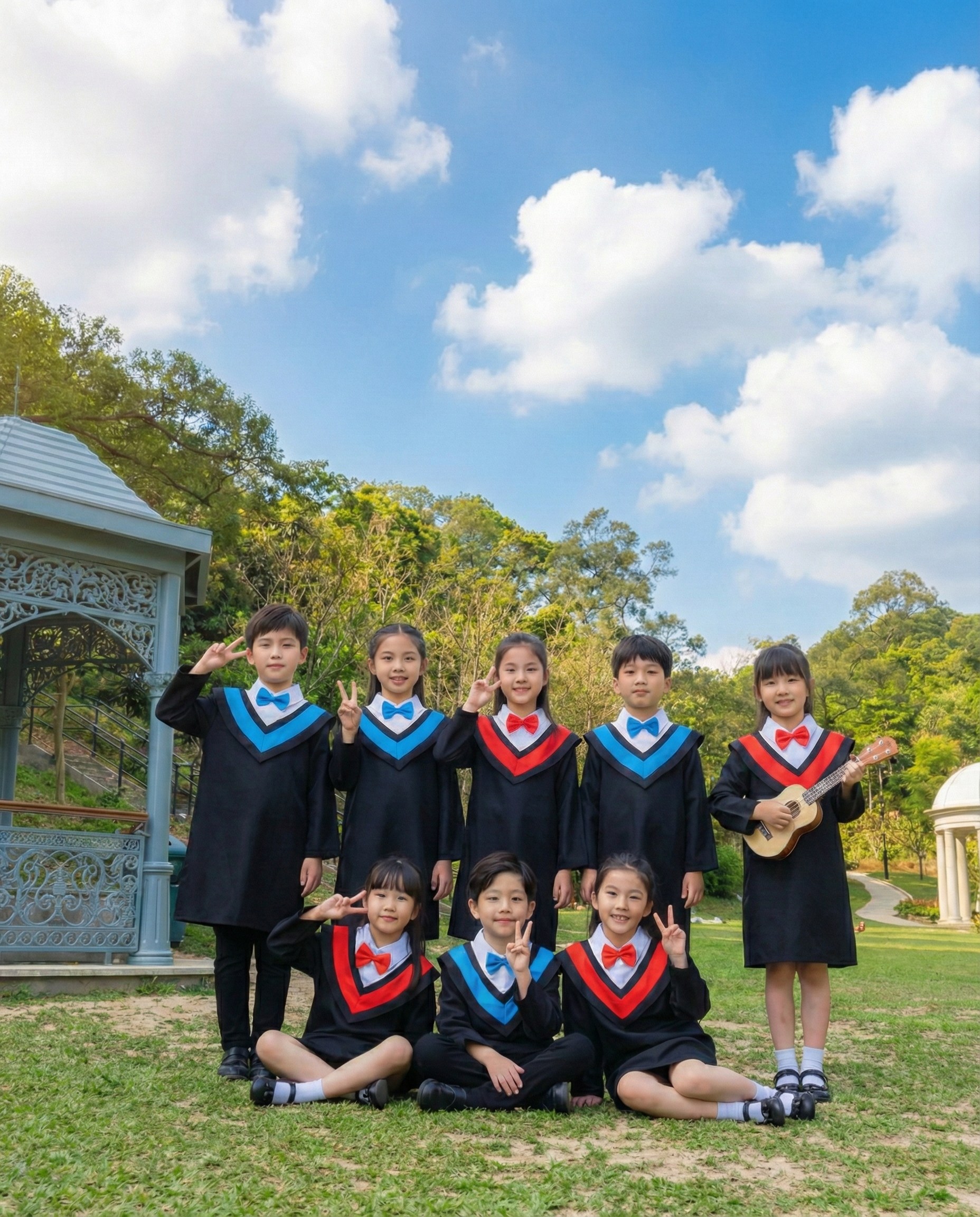 P6 Graduation Scrolls Pose